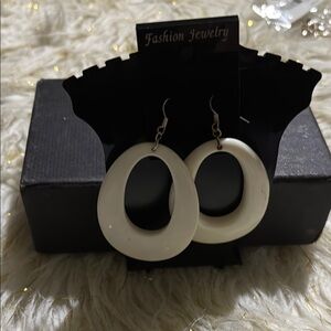 Elegant White and Black Hoop Earrings